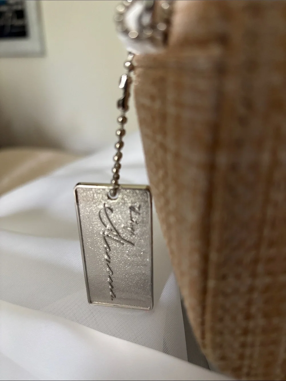 Vintage Havana Beige Woven Crossbody with Gold Star